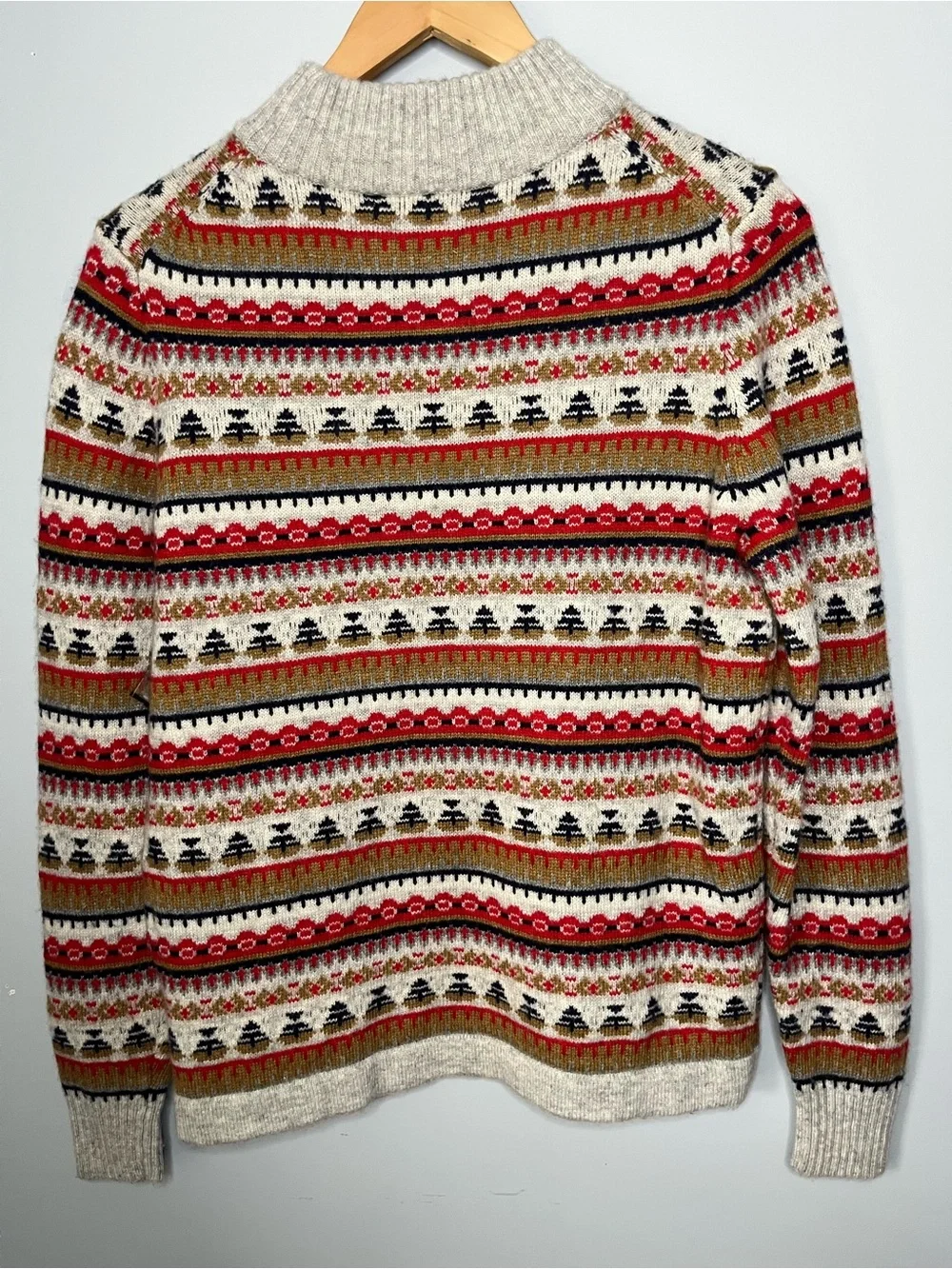J. Crew Fair Isle Mockneck Lambswool Blend Sweater Size Medium